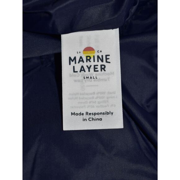 NEW MARINE LAYER Vail Dusty Olive/Navy Reversible Down Puffer Vest Size S $145 - Picture 8 of 9